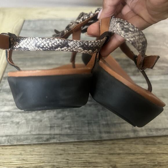 Fit Flop Womens Tia Fringe Leather Thong Sandal Size 11 Snake Slingback Comfort - Picture 9 of 9